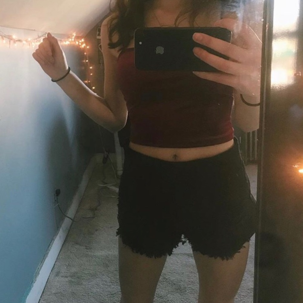 black denim shorts